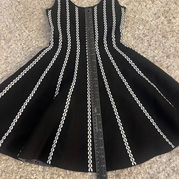 bebe Leilani Black White Knit Fit & Flare Skater Dress XS